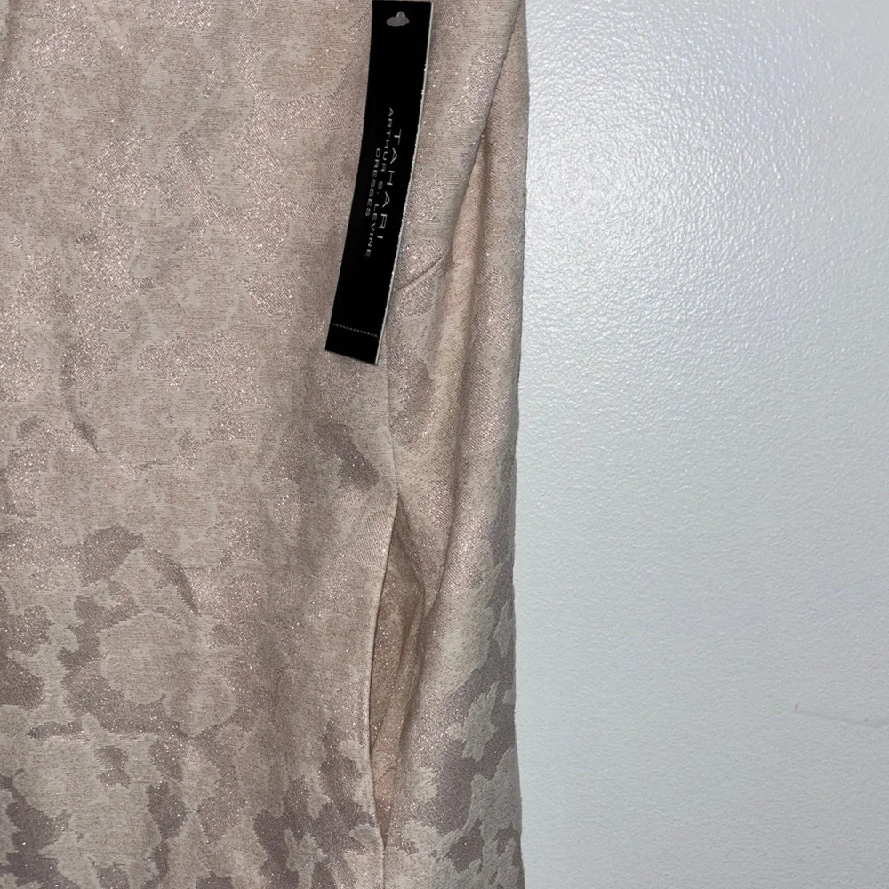 Tahari ASL Blush Jacquard Sheath Dress with Shoulder Bow - Picture 5 of 11